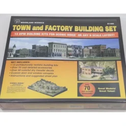 Woodland Scenics S1485 N Scale Town & Factory Building Set Kit - Model Train Junction: Quality Parts and Art Supplies Outlet