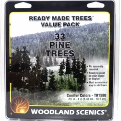 Trains*Woodland Scenics TR1580 2.5"-4" Tall Conifer Colors Ready Made Trees(Pack of 33) - Model Train Junction: Quality Parts and Art Supplies